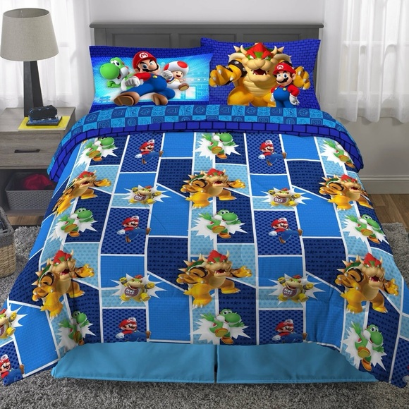 Nintendo Super Mario Full Comforter and Standard Pillowcase - Picture 3 of 7